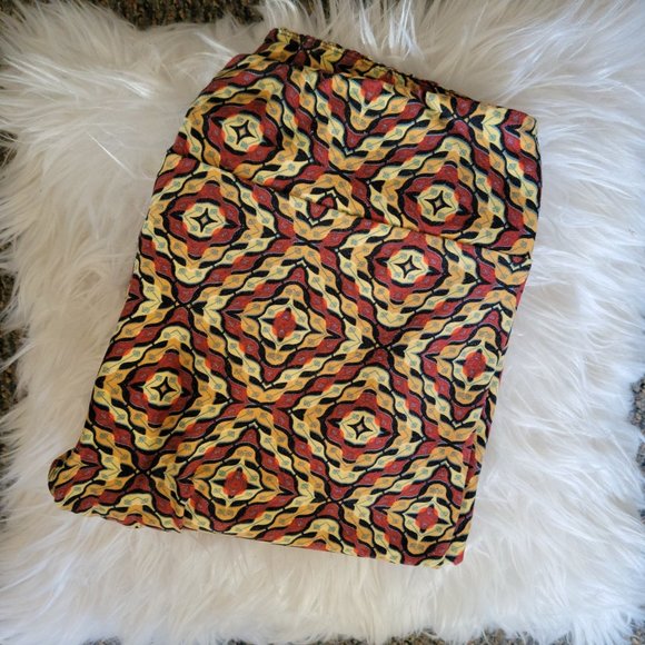 Tall and Curvy LuLaRoe Rust Gold Southwest Geometric Buttery Soft Leggings TC - Picture 1 of 16